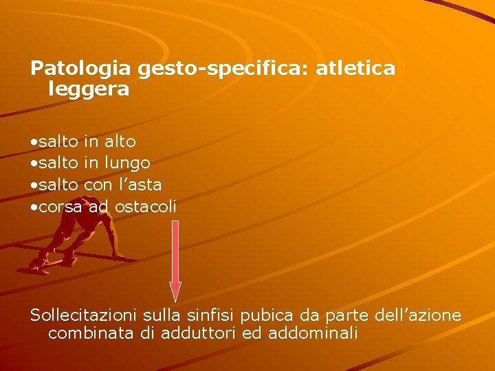 Patologia gesto-specifica: atletica leggera • salto in alto • salto in lungo • salto