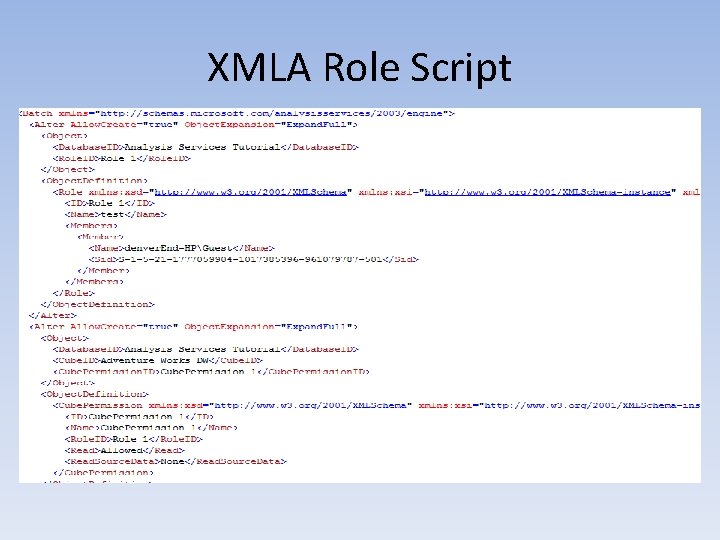 XMLA Role Script 