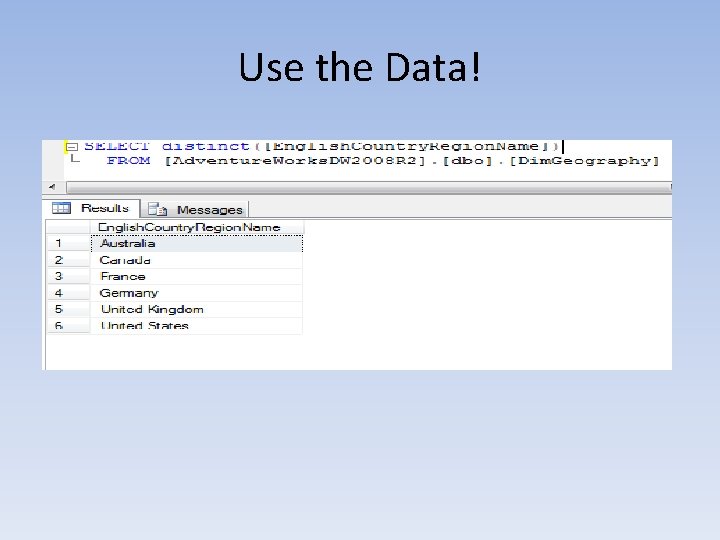 Use the Data! 