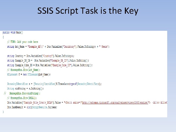 SSIS Script Task is the Key 