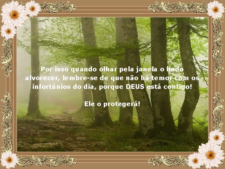 Por isso quando olhar pela janela o lindo alvorecer, lembre-se de que não há