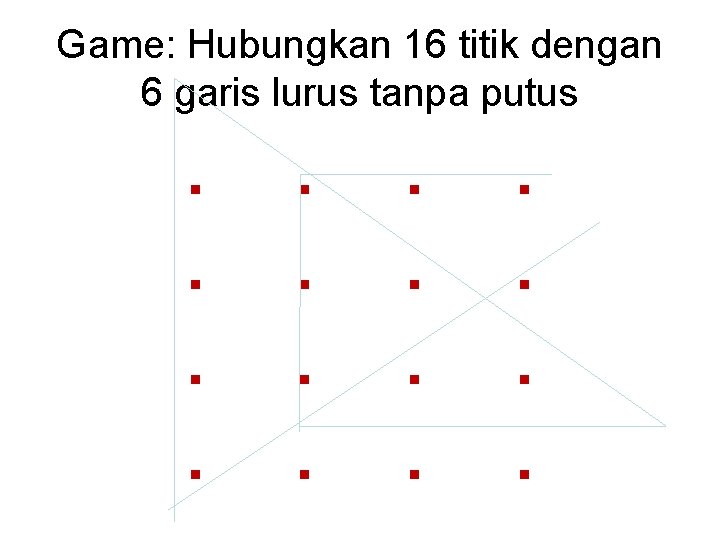 Game: Hubungkan 16 titik dengan 6 garis lurus tanpa putus . . . .