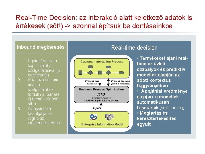 Real-Time Decision: az interakció alatt keletkező adatok is értékesek (sőt!) -> azonnal építsük be