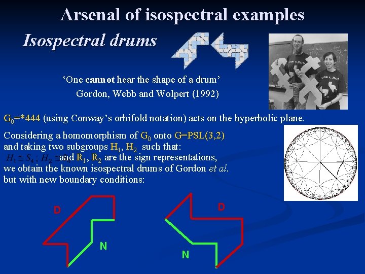 Arsenal of isospectral examples Isospectral drums ‘One cannot hear the shape of a drum’