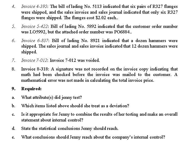 4. Invoice 4 -395: The bill of lading No. 5113 indicated that six pairs