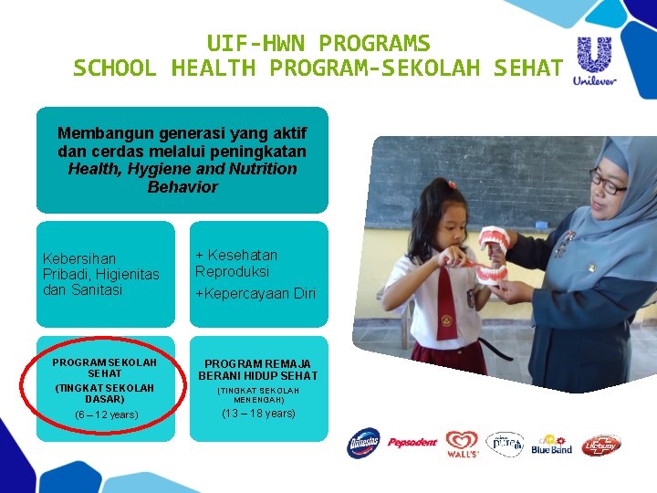 UIF-HWN PROGRAMS SCHOOL HEALTH PROGRAM-SEKOLAH SEHAT Membangun generasi yang aktif dan cerdas melalui peningkatan