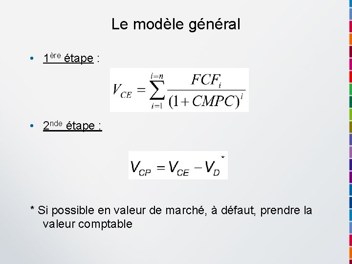 Le modèle général • 1ère étape : • 2 nde étape : * Si
