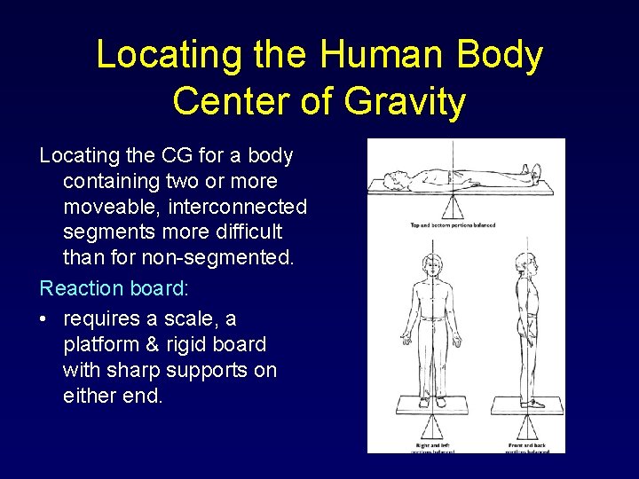 Locating the Human Body Center of Gravity Locating the CG for a body containing