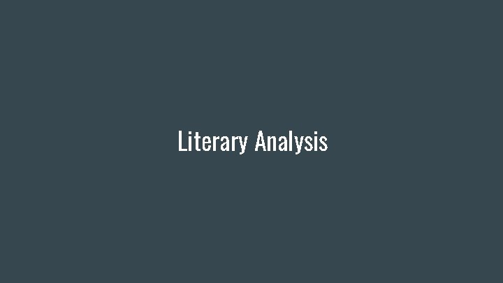 Literary Analysis 