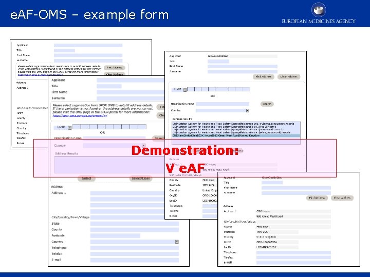 e. AF-OMS – example form Demonstration: V e. AF 