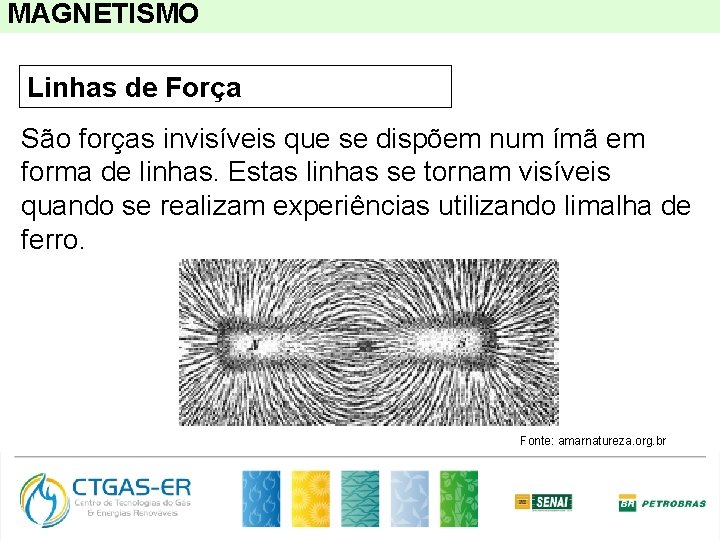 MAGNETISMO Linhas de Força São forças invisíveis que se dispõem num ímã em forma