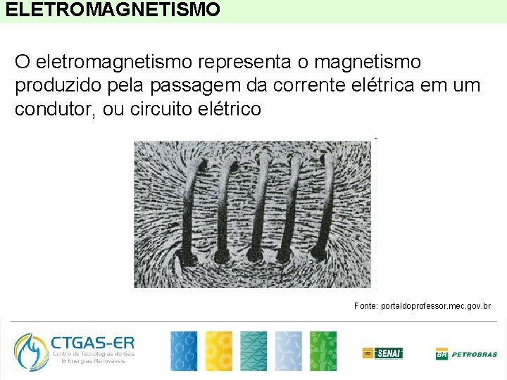 ELETROMAGNETISMO O eletromagnetismo representa o magnetismo produzido pela passagem da corrente elétrica em um