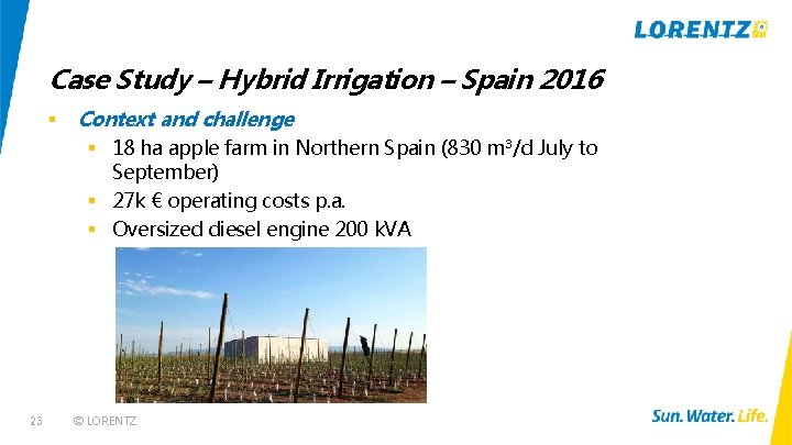 Case Study – Hybrid Irrigation – Spain 2016 § Context and challenge § 18