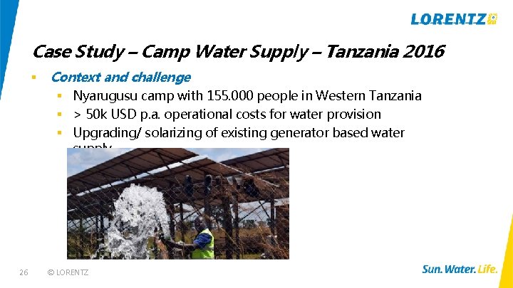 Case Study – Camp Water Supply – Tanzania 2016 § Context and challenge §