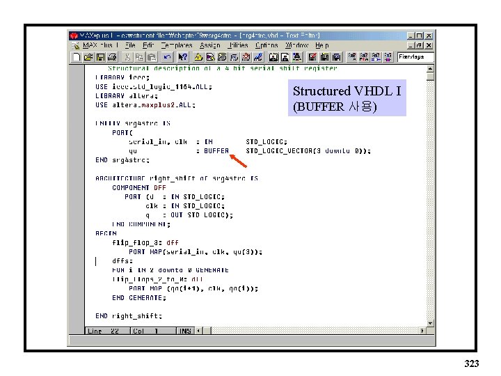 Structured VHDL I (BUFFER 사용) 323 