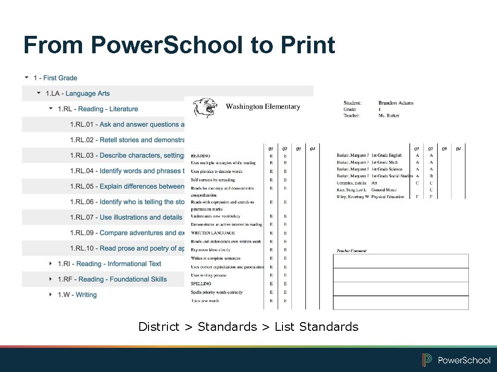 From Power. School to Print District > Standards > List Standards 