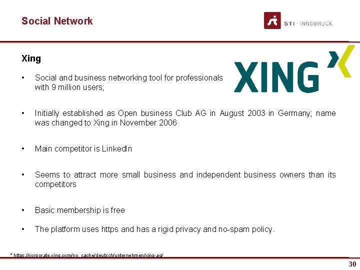 Social Network Xing • Social and business networking tool for professionals with 9 million