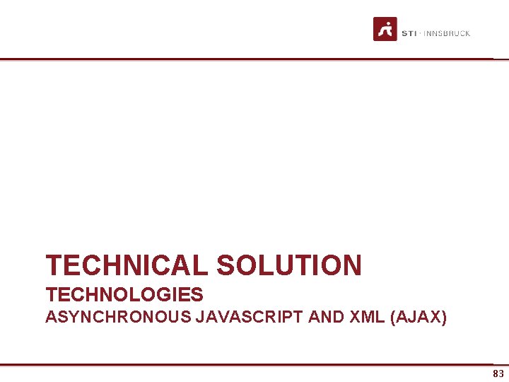 TECHNICAL SOLUTION TECHNOLOGIES ASYNCHRONOUS JAVASCRIPT AND XML (AJAX) 83 