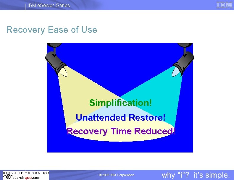 IBM e. Server i. Series Recovery Ease of Use Simplification! Unattended Restore! Recovery Time