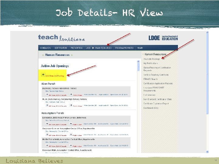 Job Details- HR View Louisiana Believes 10 