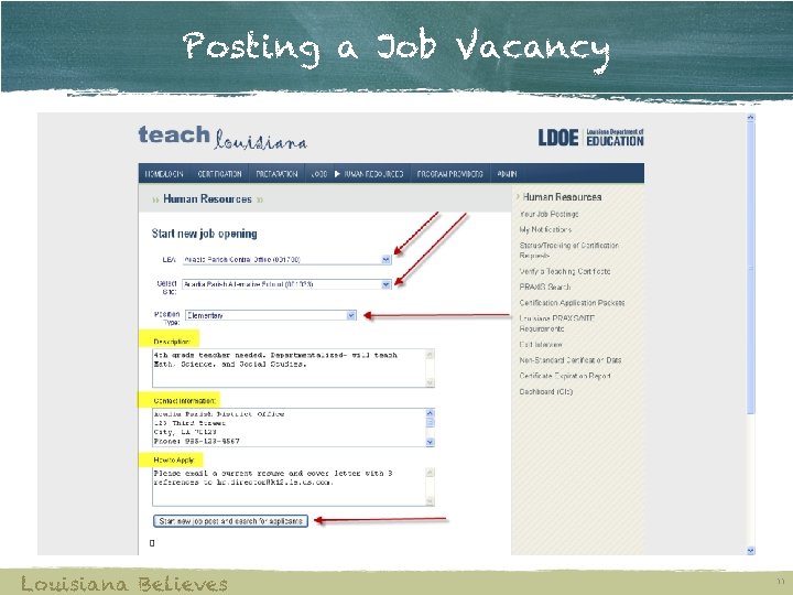 Posting a Job Vacancy Louisiana Believes 11 