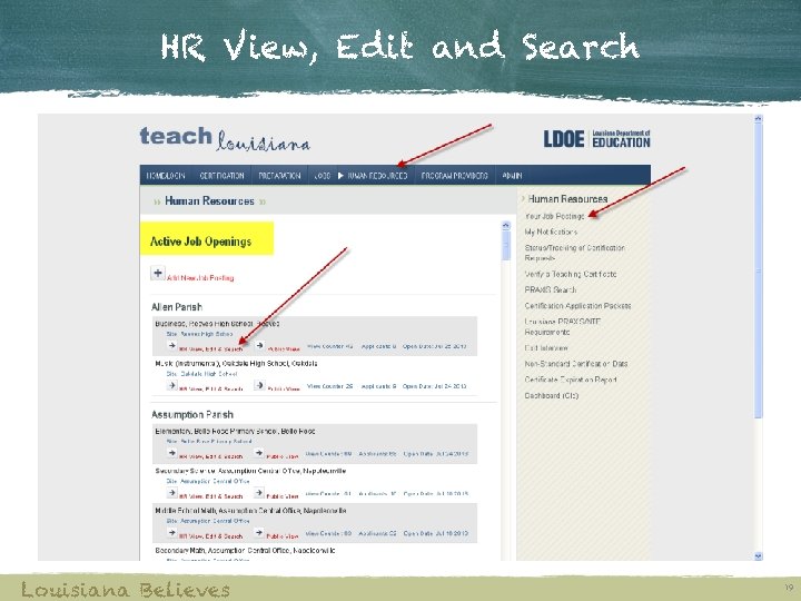 HR View, Edit and Search Louisiana Believes 19 