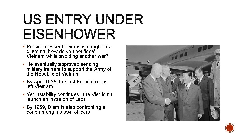 § President Eisenhower was caught in a dilemma: how do you not ‘lose’ Vietnam