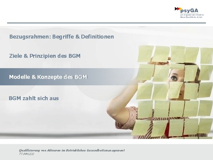 Bezugsrahmen: Begriffe & Definitionen Ziele & Prinzipien des BGM von BGM Modelle & Konzepte