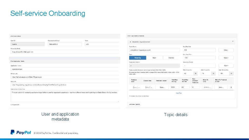 Self-service Onboarding User and application metadata © 2018 Pay. Pal Inc. Confidential and proprietary.