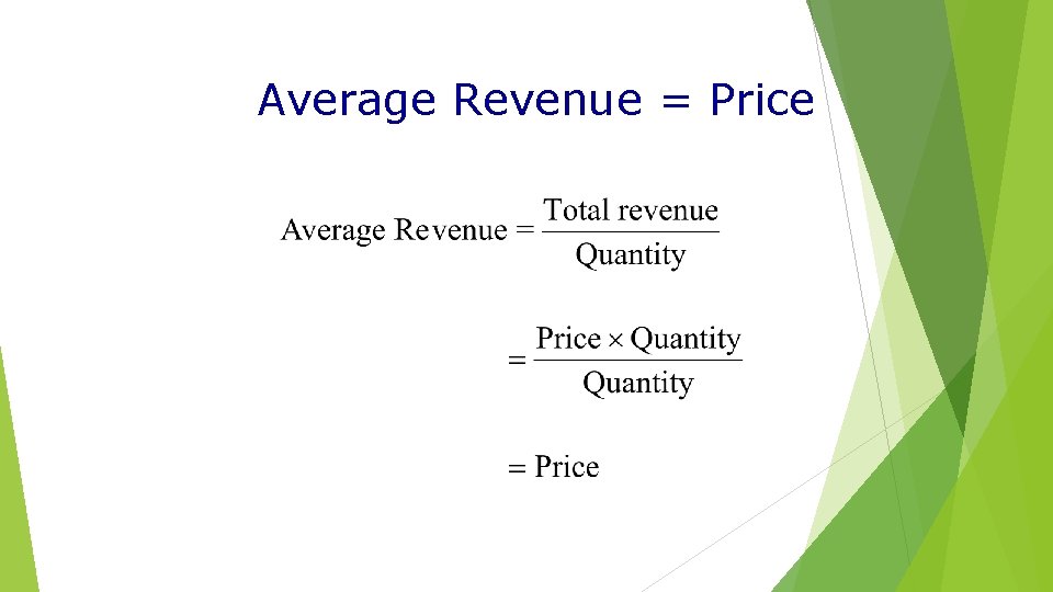 Average Revenue = Price 