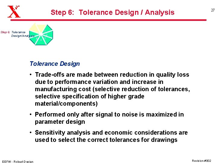 Step 6: Tolerance Design / Analysis Step 6: Tolerance Design/Analysis 27 1 2 5