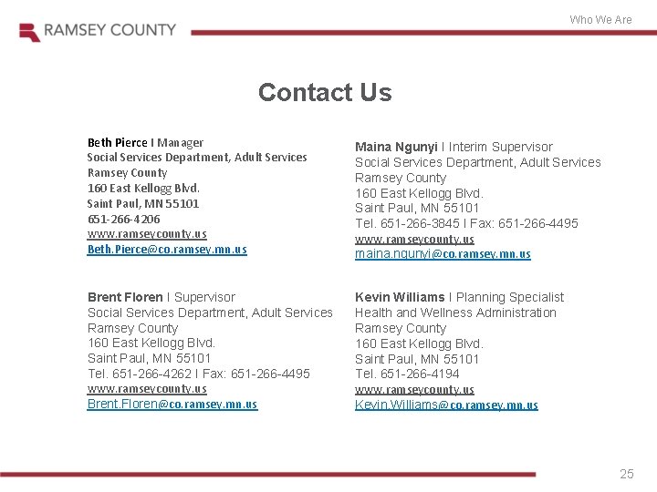 Who We Are Contact Us Beth Pierce I Manager Social Services Department, Adult Services