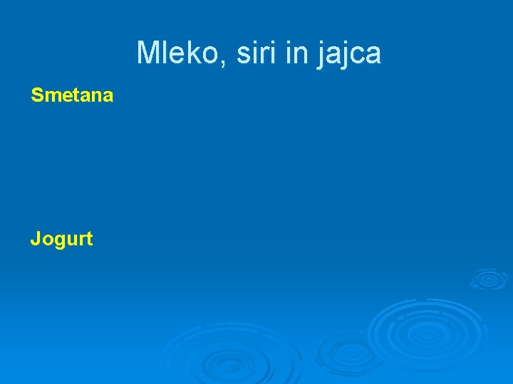 Mleko, siri in jajca Smetana Jogurt 