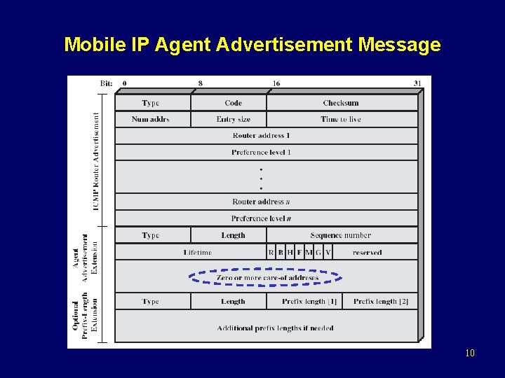 Mobile IP Agent Advertisement Message 10 
