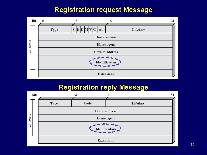 Registration request Message Registration reply Message 12 