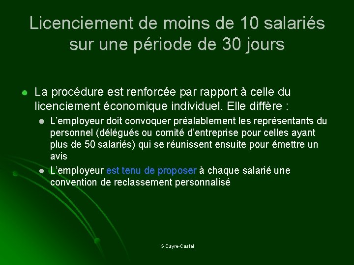 Licenciement de moins de 10 salariés sur une période de 30 jours l La