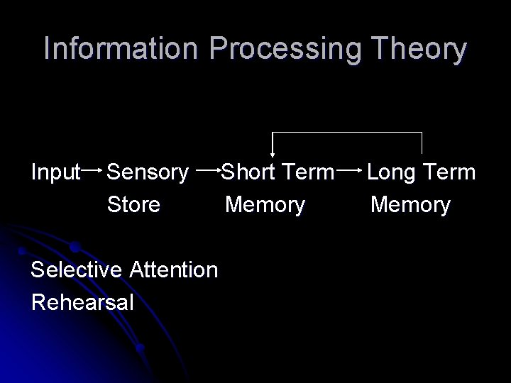 Information Processing Theory Input Sensory Store Selective Attention Rehearsal Short Term Memory Long Term