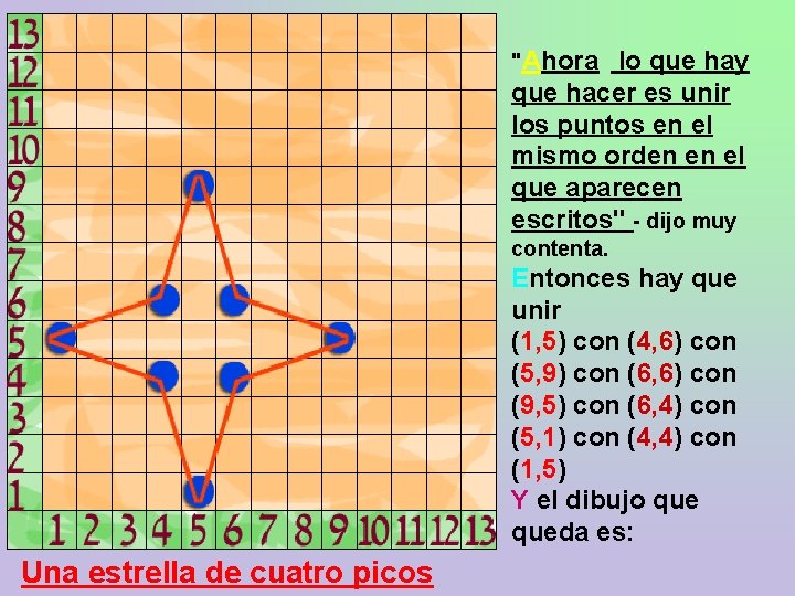 "Ahora lo que hay que hacer es unir los puntos en el mismo orden