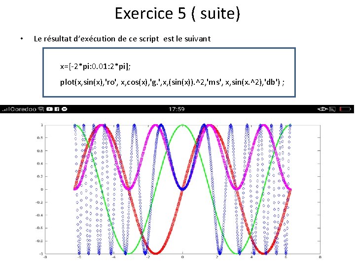 Exercice 5 ( suite) • Le résultat d’exécution de ce script est le suivant