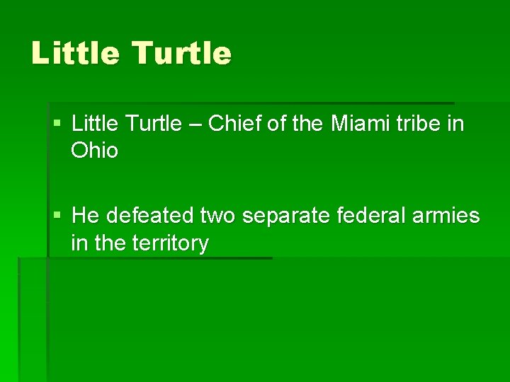 Little Turtle § Little Turtle – Chief of the Miami tribe in Ohio §