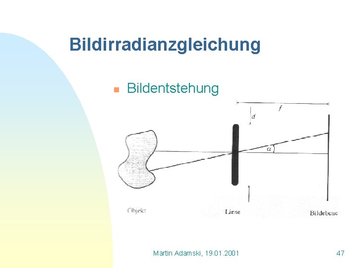 Bildirradianzgleichung n Bildentstehung Martin Adamski, 19. 01. 2001 47 