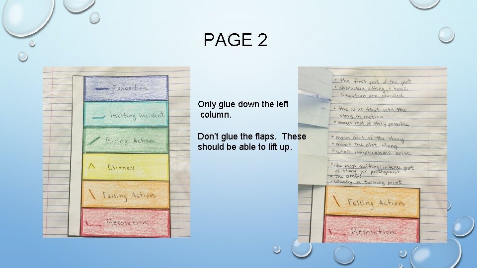 PAGE 2 Only glue down the left column. Don’t glue the flaps. These should