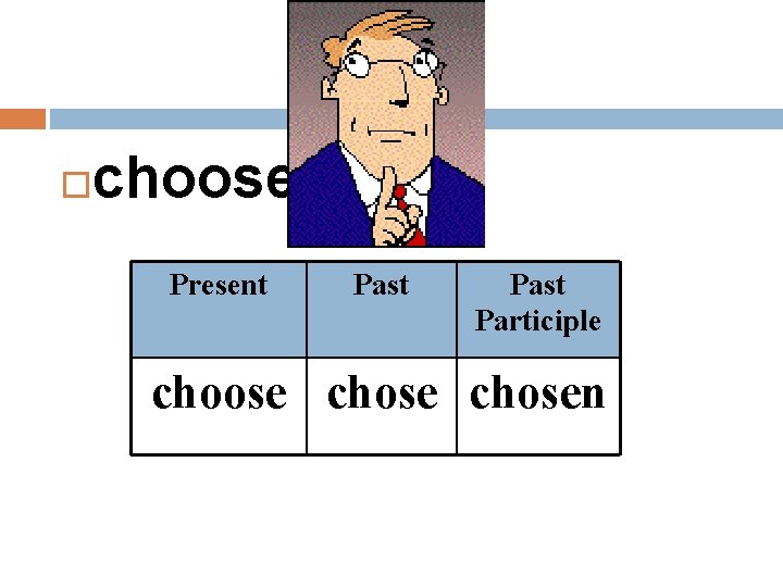  choose Present Past Participle choose chosen 