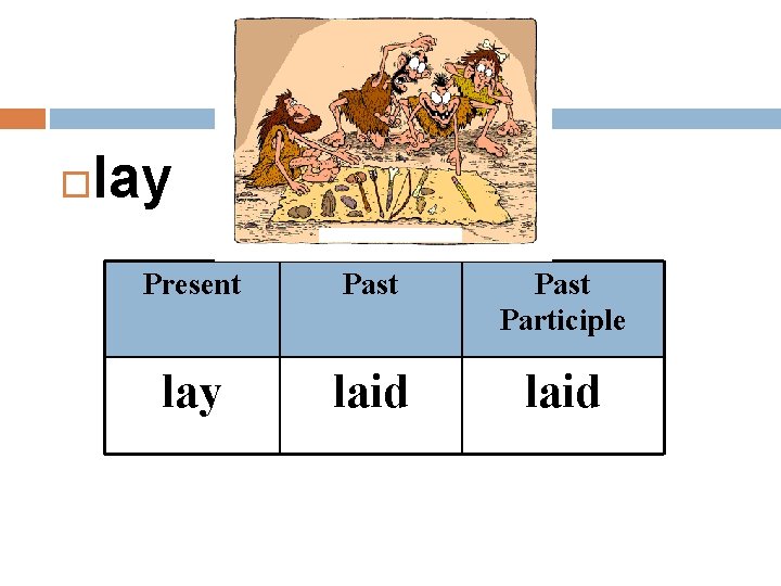  lay Present Past Participle lay laid 