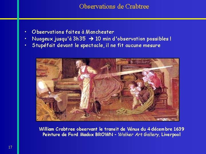 Observations de Crabtree • • • Observations faites à Manchester Nuageux jusqu'à 3 h