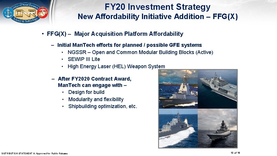 FY 20 Investment Strategy New Affordability Initiative Addition – FFG(X) • FFG(X) – Major