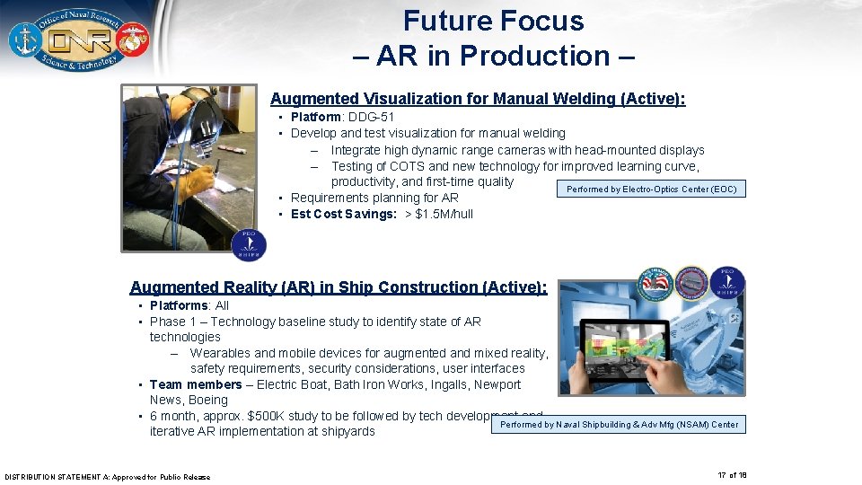 Future Focus – AR in Production – Augmented Visualization for Manual Welding (Active): •