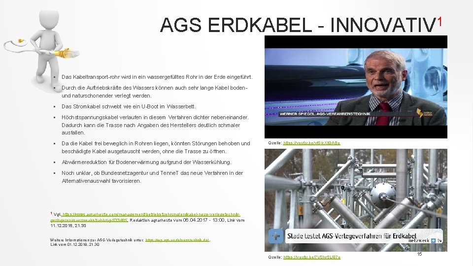 AGS ERDKABEL INNOVATIV 1 § Das Kabeltransport rohr wird in ein wassergefülltes Rohr in