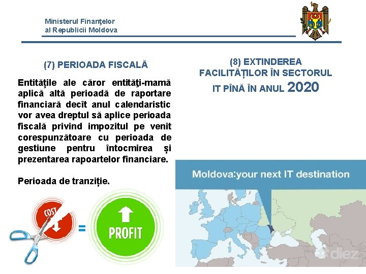 Ministerul Finanţelor al Republicii Moldova (7) PERIOADA FISCALĂ Entitățile ale căror entităţi-mamă aplică altă