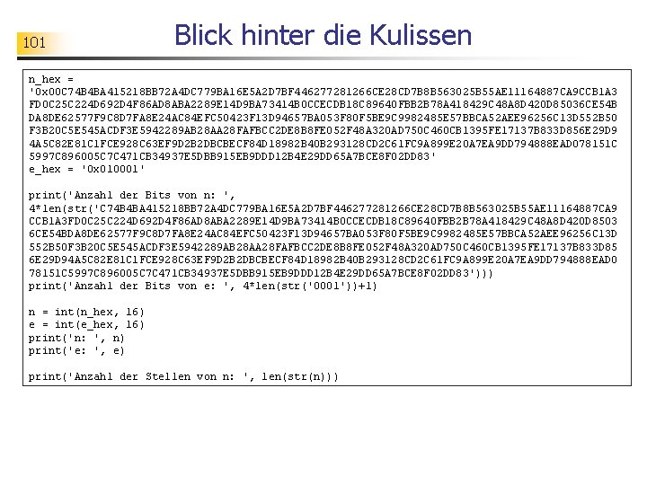101 Blick hinter die Kulissen n_hex = '0 x 00 C 74 B 4